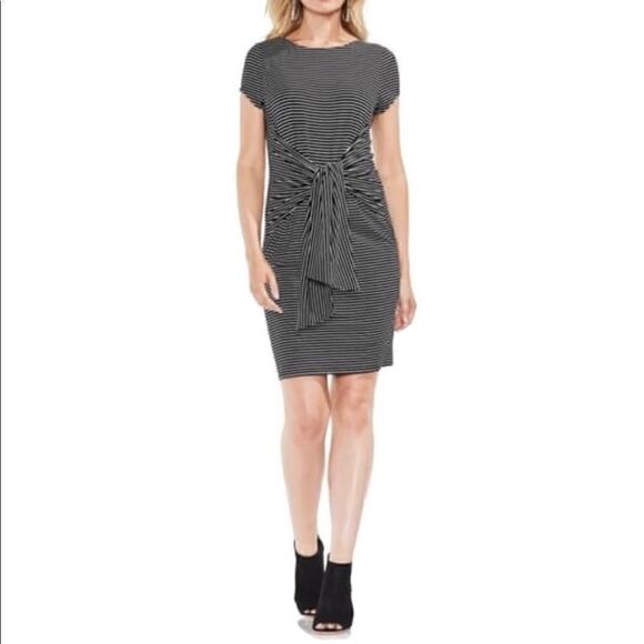 Vince Camuto Striped Dress With Front Tie Sz L - Picture 1 of 6